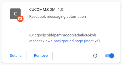 CUCOMM.COM extension on Google Chrome extensions page