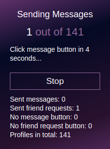 Widget sending messages screen